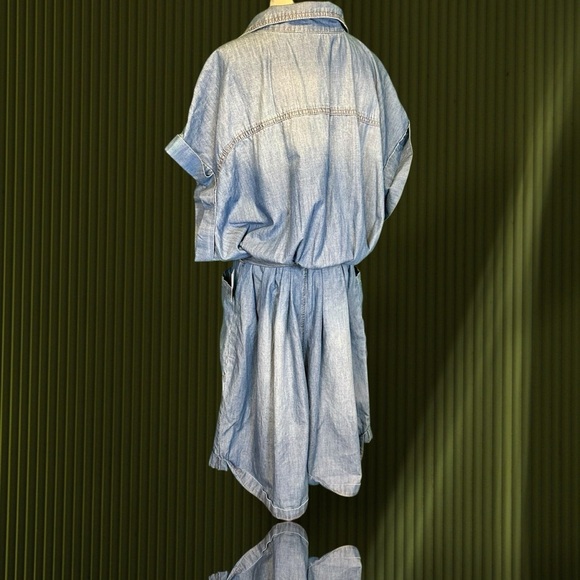 NWT Eloquii Elements Chambray Blue Belted Denim Romper Plus Size 28 - Picture 9 of 16